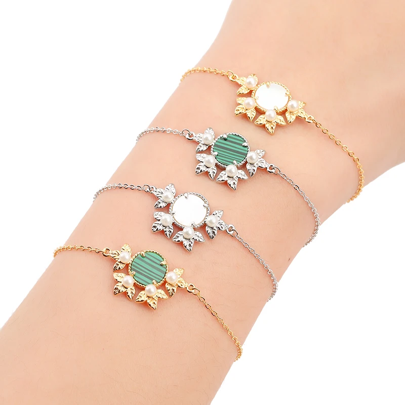 

Bracelet HADIYANA Round Pearl Charming Women's Bracelet Cubic Zirconia Adjustable Women's Fine Jewelry SL3515 Birthday Gift