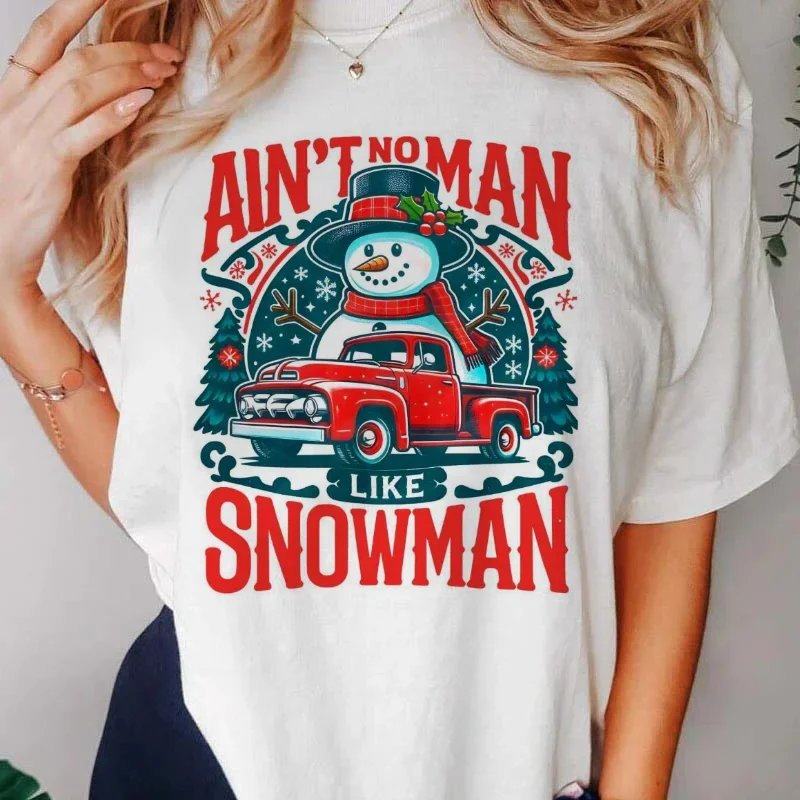 Aint No Man Like Snowman милая модная новогодняя одежда 90-х годов женская рубашка с круглым