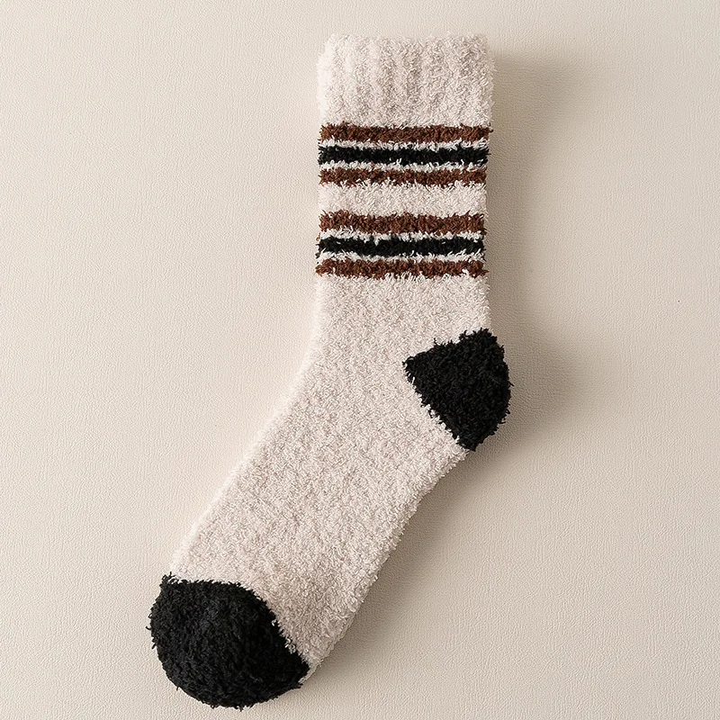 2022 New In Coral Fleece Winter Warm Socks For Men 2 Pairs Mid Tube Fashion Casual Floor Sock Man harajuku calcetines