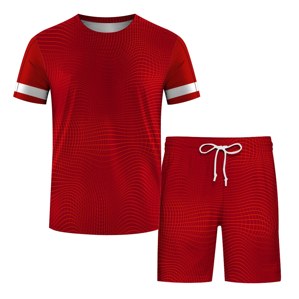 Pattern Printing Summer Men's T Shirt Loose O-neck Short SleeveTops Casual Comfortable Shorts 2 Piece Outfit Men Sports Clothing