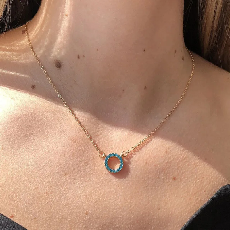 

Retro Geometric Full Rhinestone Round Clavicle Chain for Women Jewelry 2021