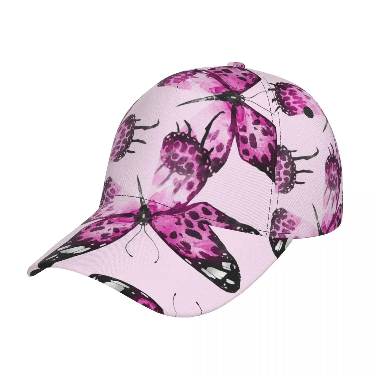 

Baseball Cap Hat Hip Hop Cap Watercolor Pink Butterflies Sun Hat for Adult Men Women Hat