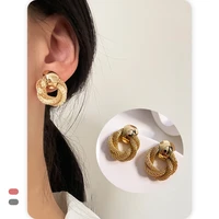 jinli female fashion gold metal flower dangle earrings for women simple design long statement drop earring party ear jewelry