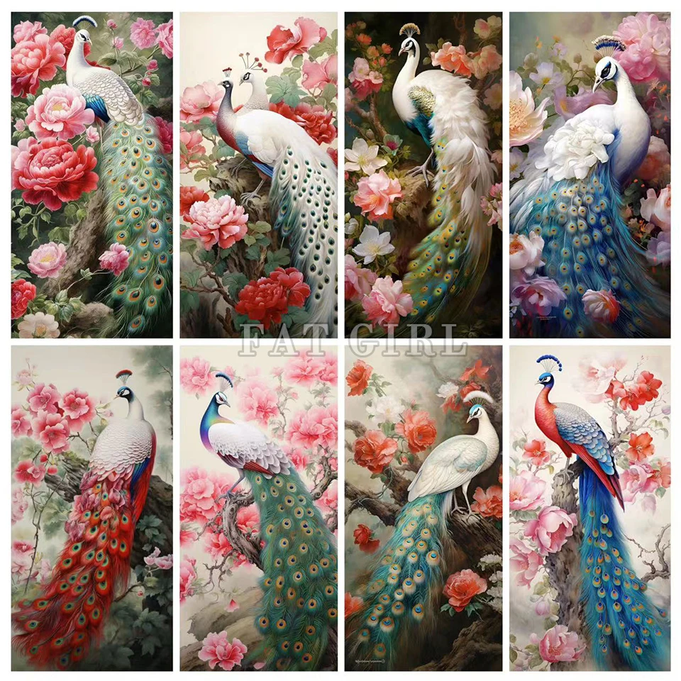 

Алмазная живопись, наборы для вышивки крестиком, пион, Павлин 5d, мозаика большого размера в китайском стиле, пейзаж, вышивка, Декор, Новые поступления N53