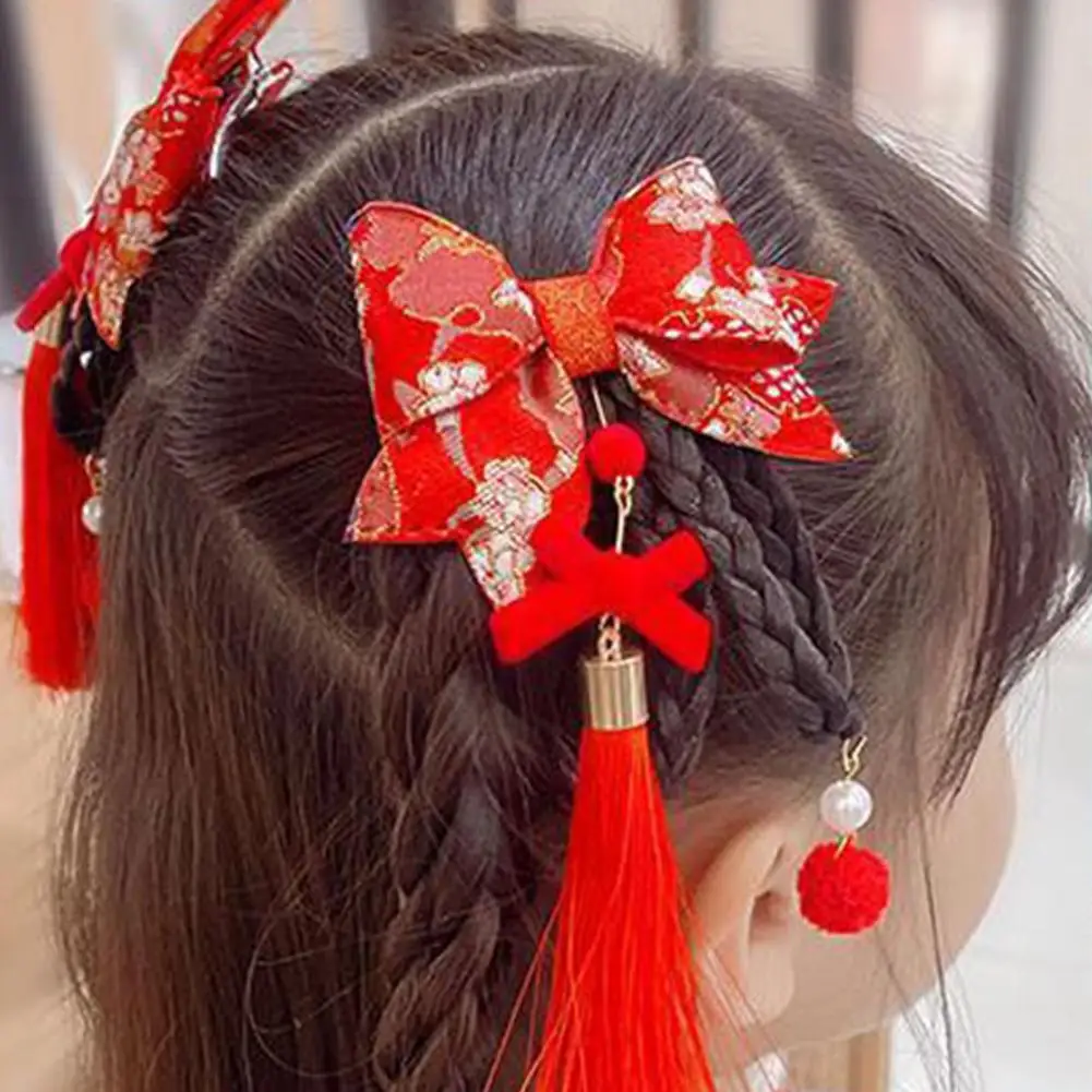 1 пара детских заколок для волос с кисточками в китайском стиле античном на Новый