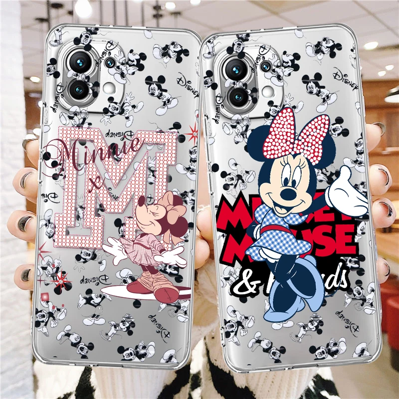 

Phone Case For Xiaomi Mi 12S 12X 12 11 11T 11i 10T 10 Pro Lite Ultra 5G 9T 9SE 8 Disney Mickey Minnie ABC Transparent Cover