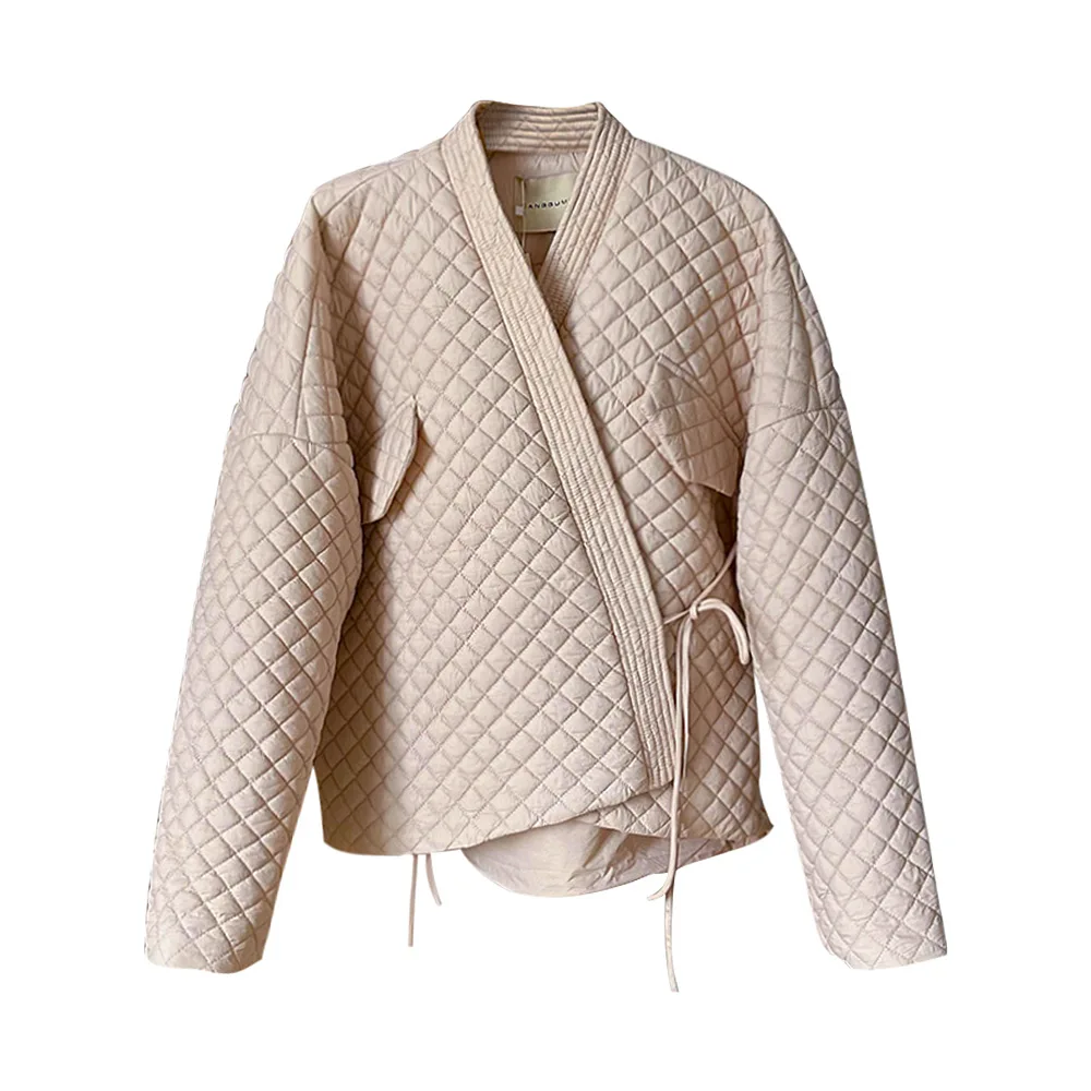 Plaid Slant Lapel Cotton Jacket Female 2022 Winter New Korean Version of Loose Casual Short Paragraph Cotton Jacket