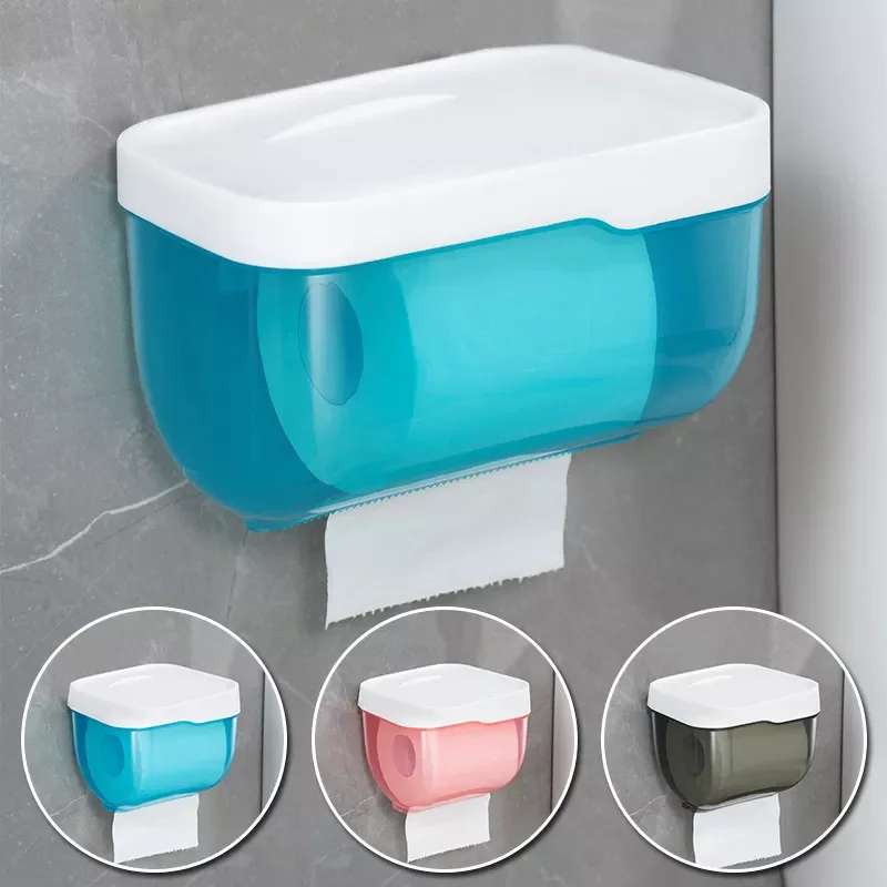 

Wall Mounted Toilet Paper Holder Waterproof Tray Roll Tube For Toilet Mobile Phone Storage Shelf Tray Tissue Shelf Bathroom Box