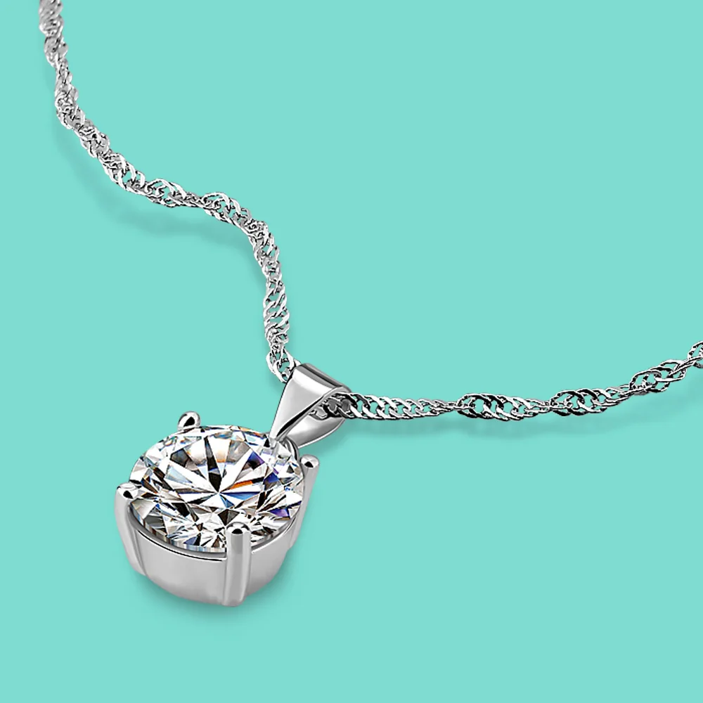 

Женское роскошное ожерелье из стерлингового серебра 925 пробы с фианитом и цирконом, ожерелье с подвеской в ​​форме волны, 41-43-46 см, очароват...