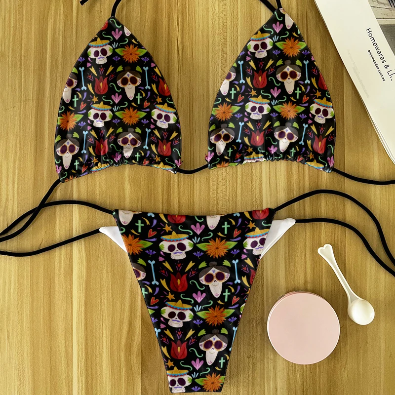 Купальник-бикини женский с принтом модный пикантный купальник низкой талией