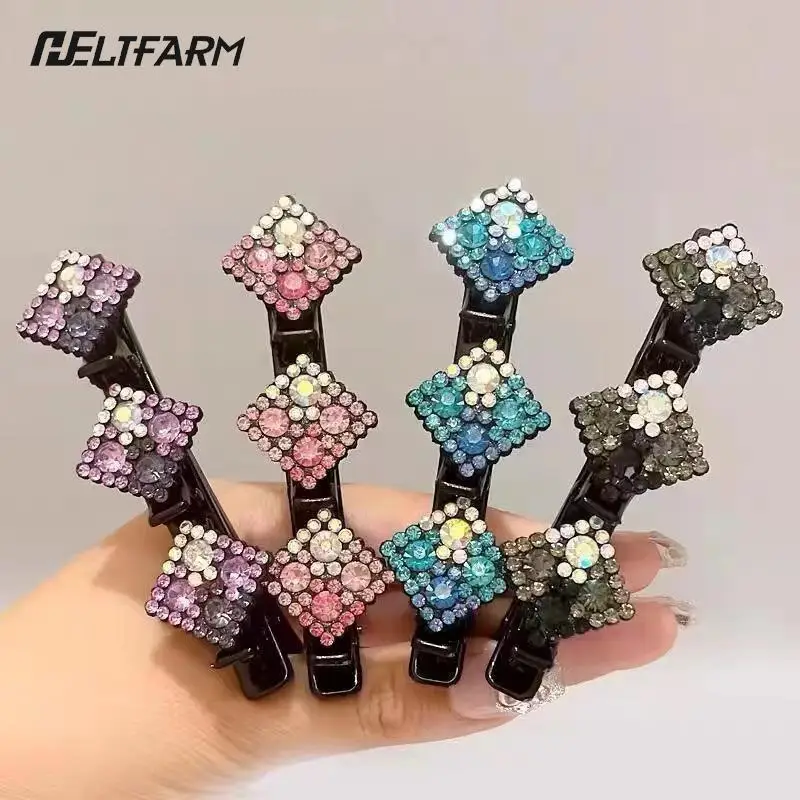 

Sparkling Rhinestone Hair Clips Hollow Braided Hair Clip Double Plait Bangs Bands Twist Hairpin Hairpin Side Bangs Clip