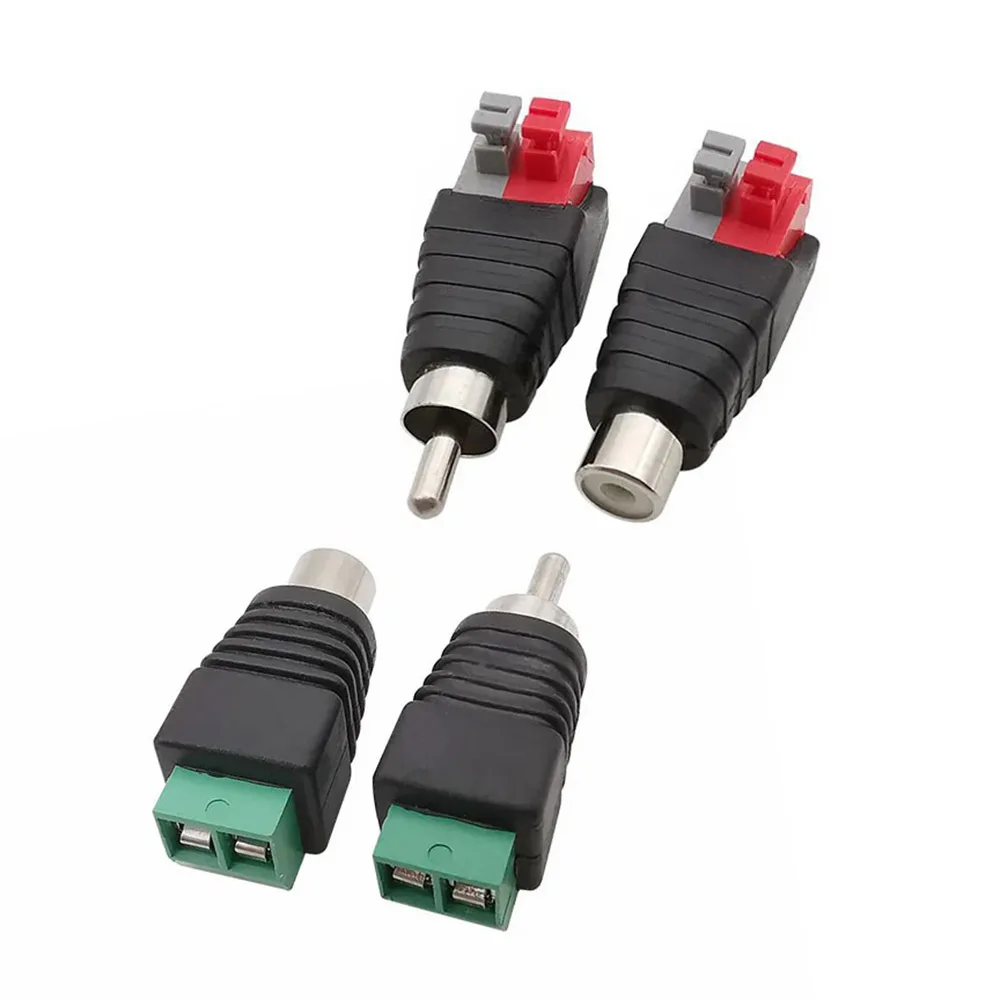 2 шт. RCA штекер гнездовой разъем провод без пайки пресс-нажим пружинный аудио AV