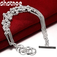 925 sterling silver smooth beads multi chain bracelet for women jewelry fashion wedding engagement party gift
