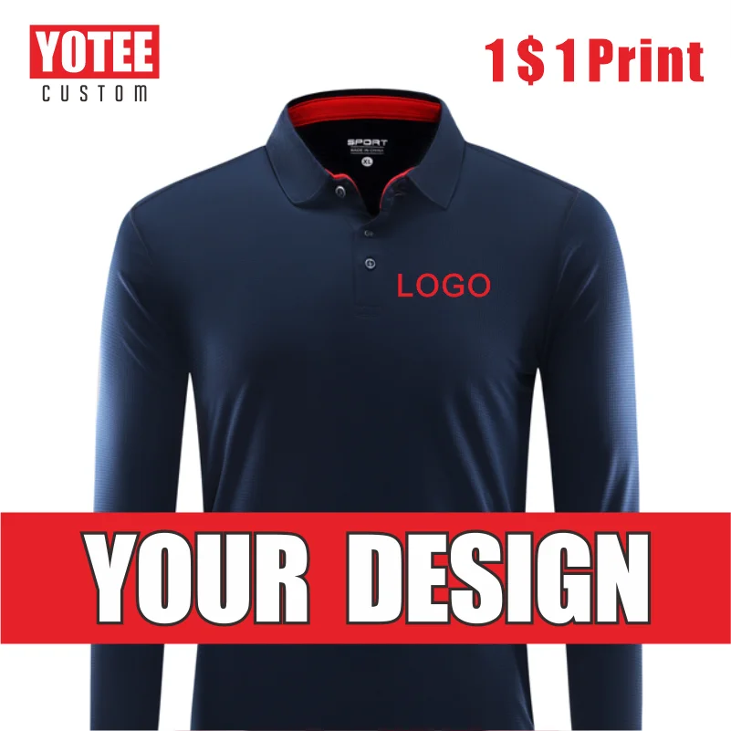 

YOTEE Men's Long-Sleeved Polo Shirt Logo Custom Embroidery Breathable Quick-drying Lapel T-shirt Fashion Casual Long-Sleeved Now