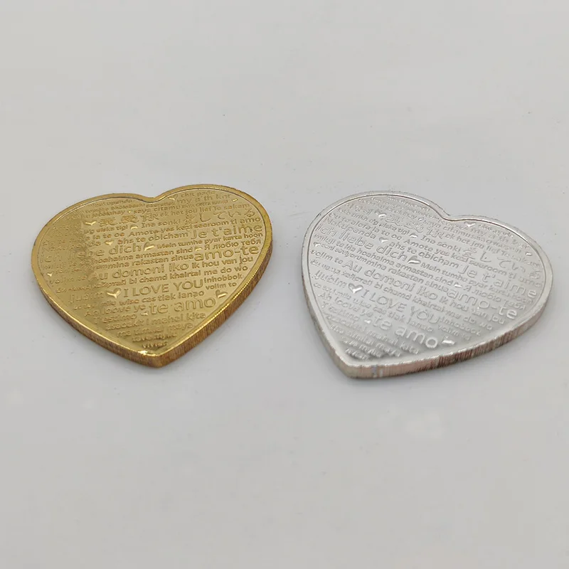 1 шт. монета в форме сердца Золотая/Серебряная коллекция монет сувенир