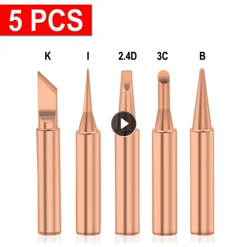 

5PCS I+B+K+2.4D+3C Soldering Iron Pure Copper 900M Electric Soldering Iron Lead-free Welding Tips Head BGA Soldering Tools