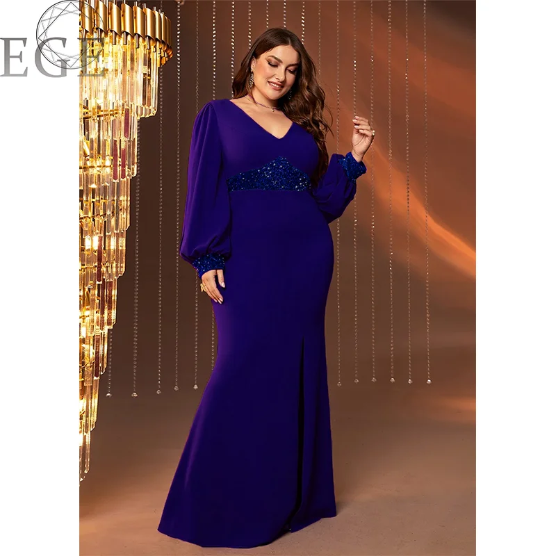 2023 Plus Size 5XL6XL Sequins Glitter Evening Dress Banquet Party Long Sleeve Elastic Bodycon Package Hip Long Dress Plus Size