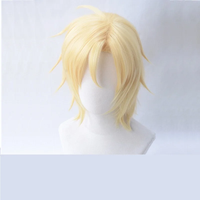 

Banana Fish Ash Lynx Cosplay Aslan Jade Callenreese Anime Short Blond Golden Heat Resistant Hair Synthetic Cosplay Wig + Wig Cap