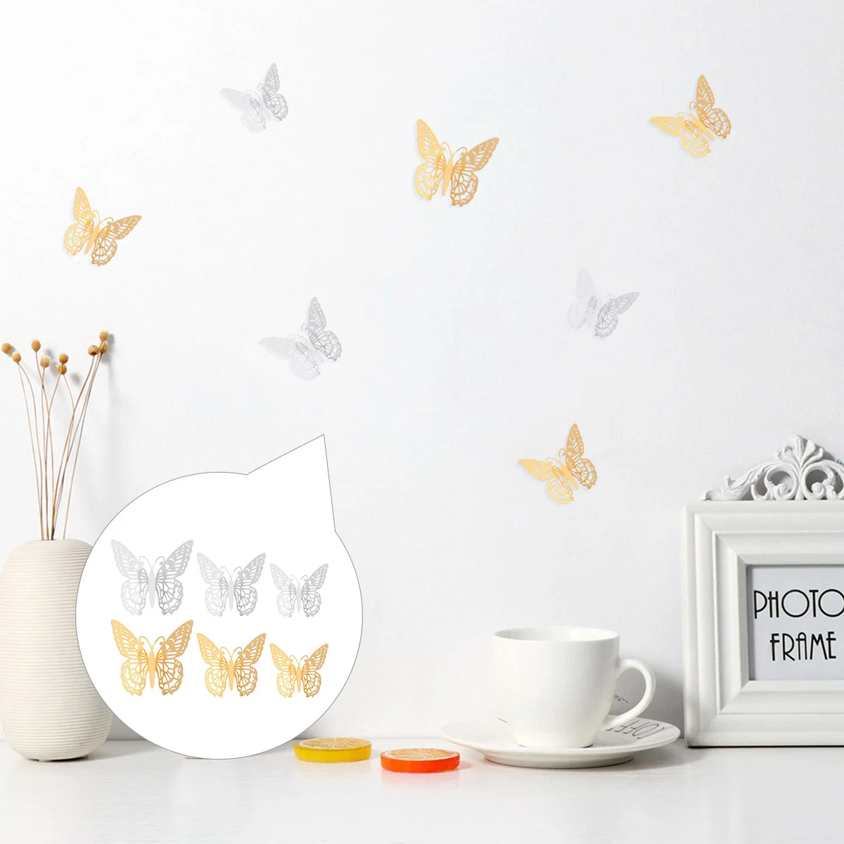 

24pcs Wall Sticker Various Hollow-out Wall Decals Wall Sticker Butterflies Sticker for Home Bedroom Wall