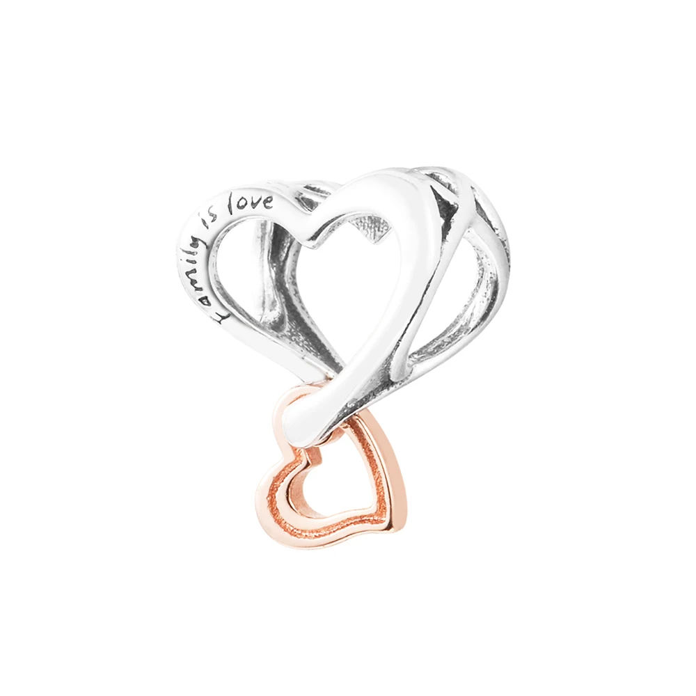 

Fits Pandora Bracelets Two-tone Openwork Infinity Heart Charm Original 925 Sterling Silver Beads for Jewelry Women