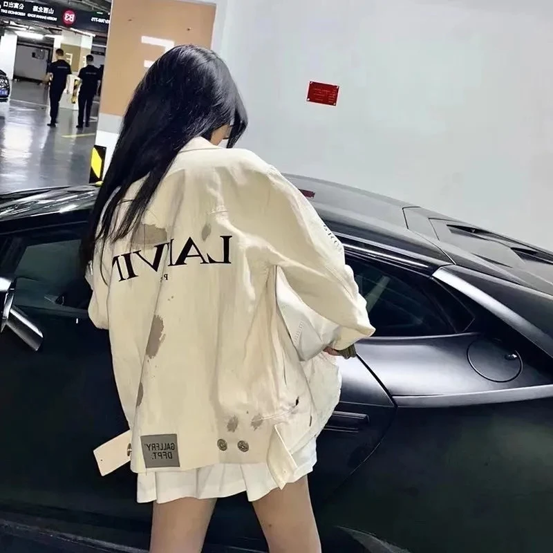 

Куртка женская джинсовая в Корейском стиле, свободная повседневная однобортная верхняя одежда из денима, весна-осень 2023