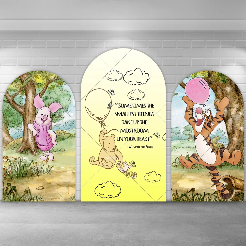 

Winnie The Pooh Chiara Arch Backdrop Cover Cartoon Pig Tiger Kids Baby Shower Newborn 1st Birthday Party Arched Wall Background