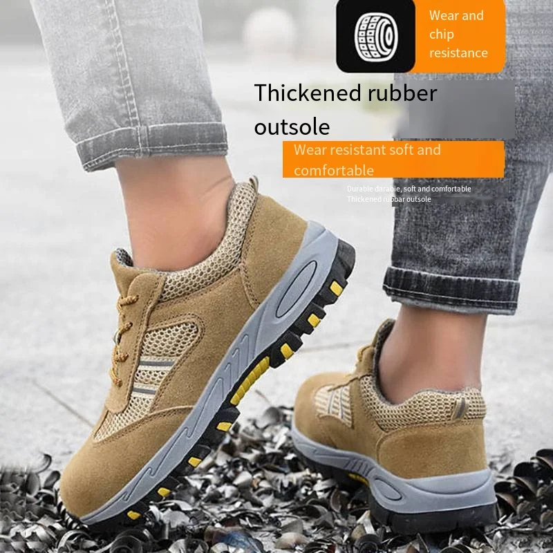 Дышащая защитная обувь небьющаяся и противопрокольная мужская сетчатая