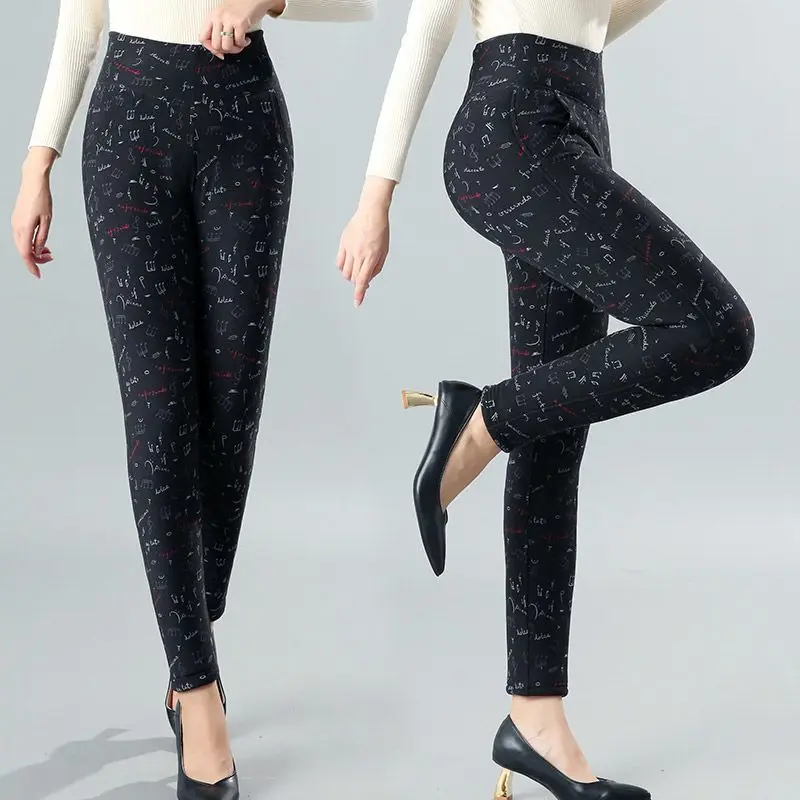 

2023 New Autumn Winter Fashion Leggings Women Casual Warm Pants Print Floral Legging Female High Waist Sexy Pant Tops W28