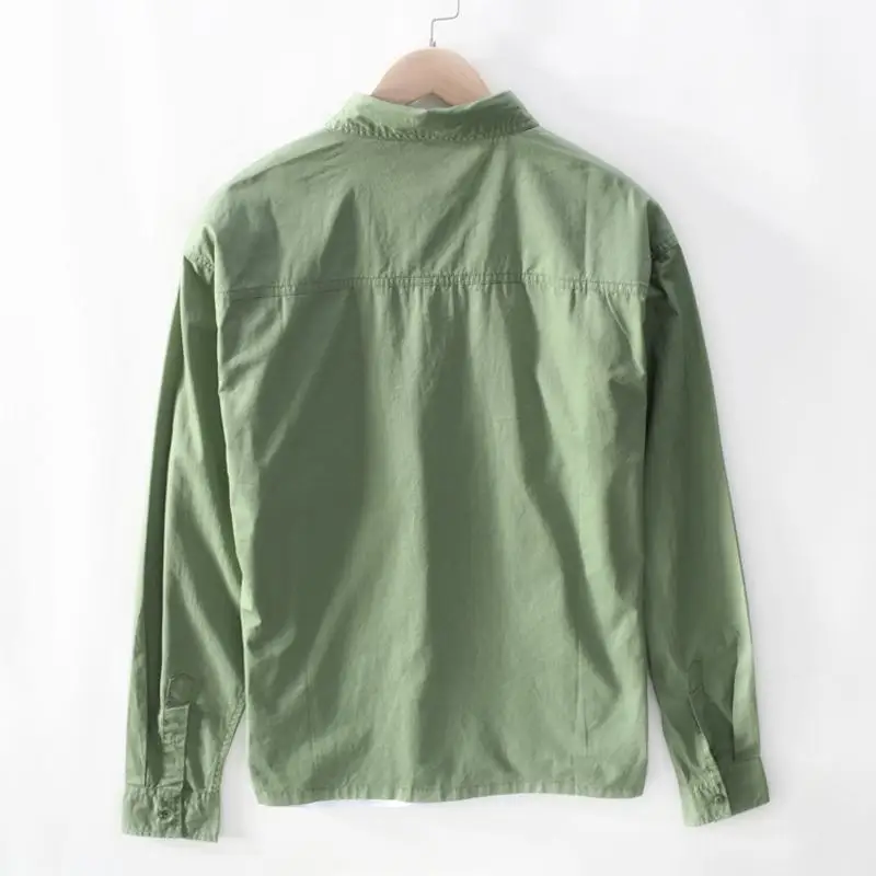 Рубашка мужская с двумя карманами модная повседневная верхняя одежда однотонная