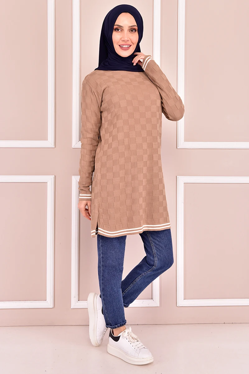 

Knitwear Tunic Mink Muslim Woman Outfit İslamic Woman Abaya Dress Muslim Tops Turkey Store Muslim Hijab Dress KLC14041