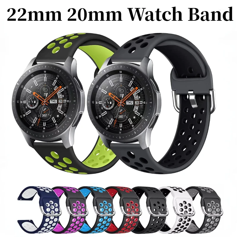 

22mm 20mm Silicone strap for Samsung watch 3/4 Gear S3/Active 2 /Huawei watch 3/GT2 Sport Bracelet Belt for Amazfit GTR/Stratos