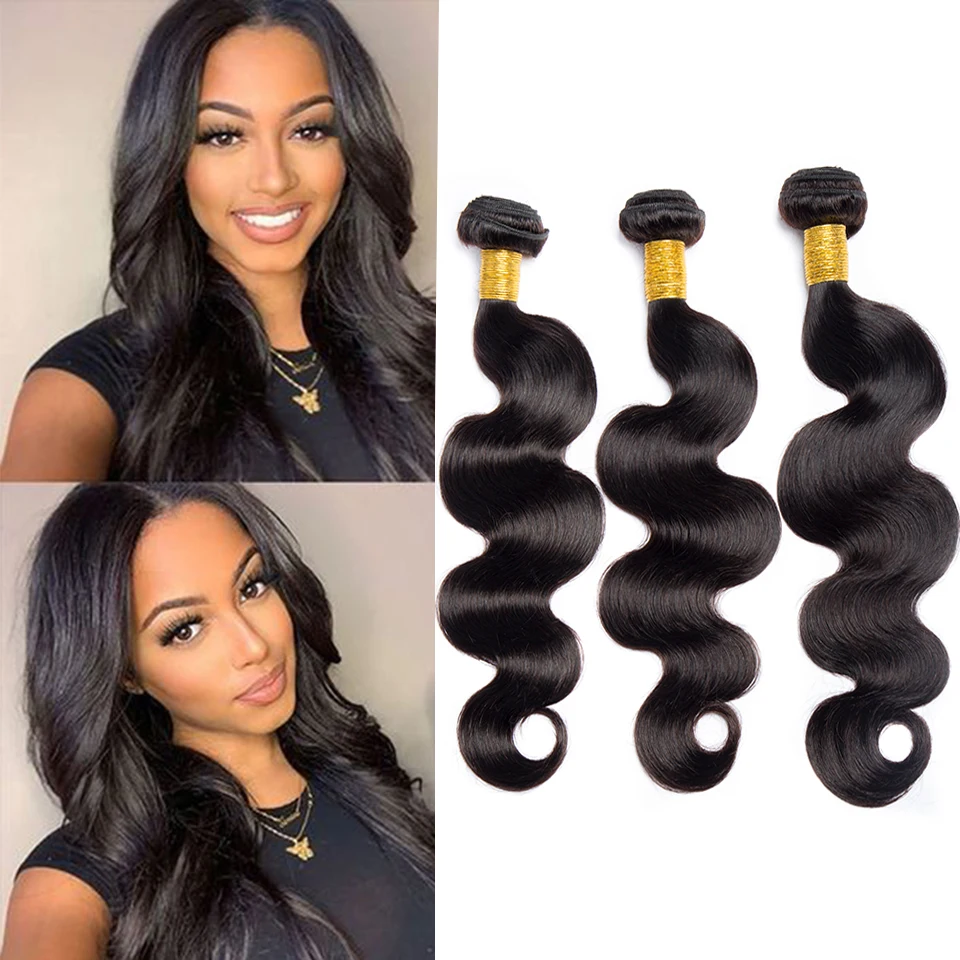 

VIPBeauty Body Wave Human Hair Bundles 3Pcs Lot Raw Indian Body Wavy Hair Weave 10In To 30In for Black Women Natural Color