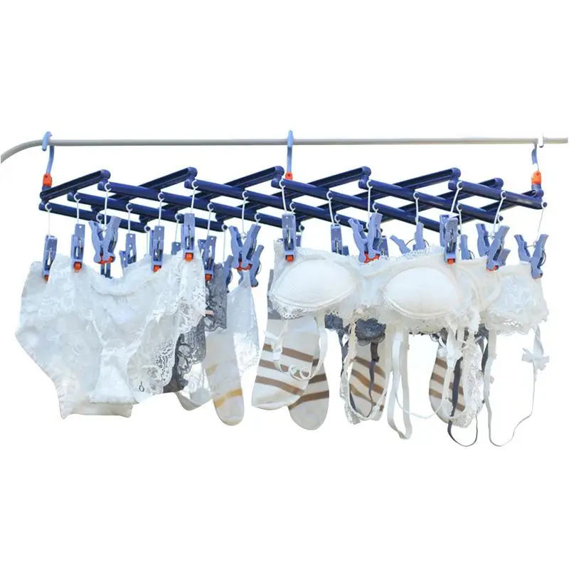 

29 Clips Folding Drying Rack Durable 29 Clips Multi-Head Folding Drying Rack Windproof Drying Rack Clothespin For Underwear Bra
