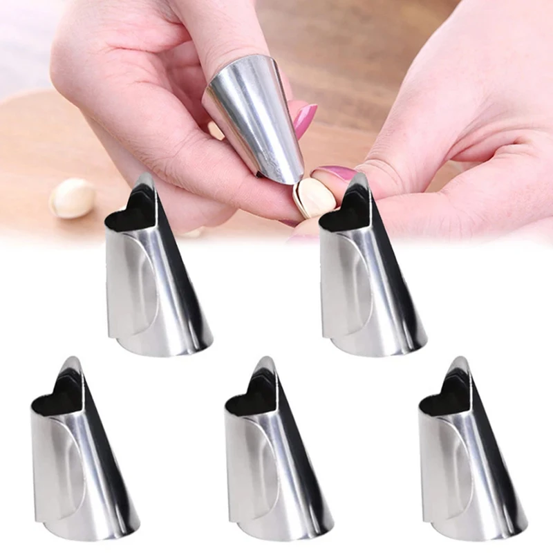 

5pcs/lot Stainless Steel Finger Protectors Peanut Sheller Vegetable Nuts Peeling Finger Guard Kitchen Cutting Protection Tool