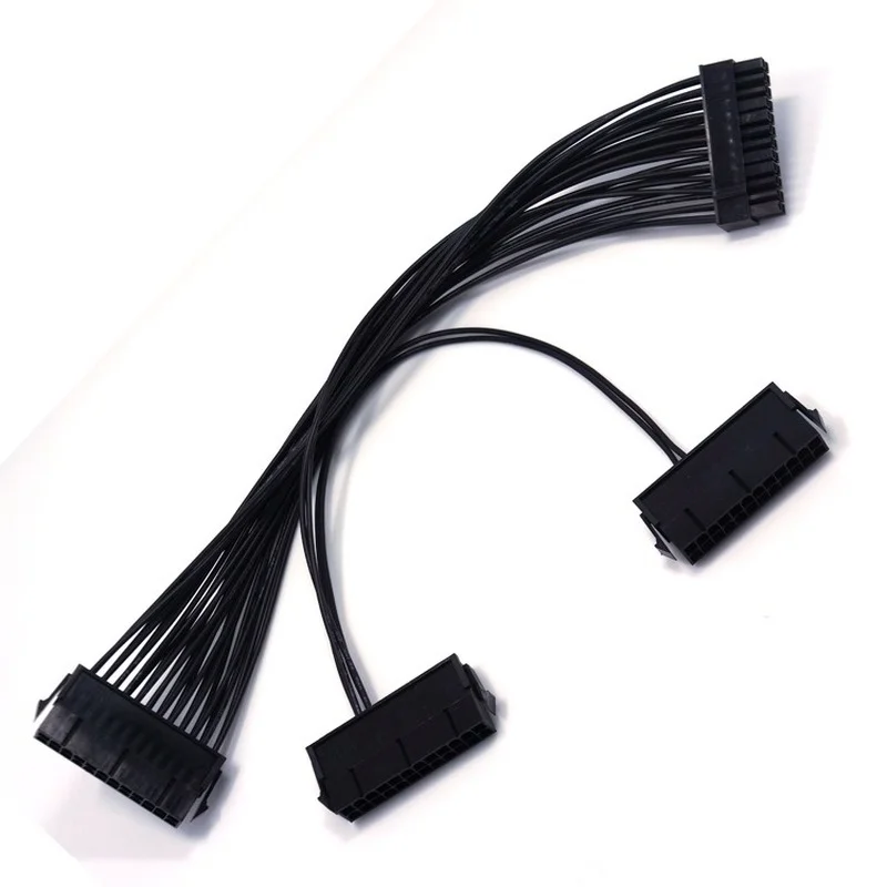 

24Pin Dual PSU Power Extension Cable PC Three Power Supply Synchronization Cable Connector 12.6 Inches / 32cm