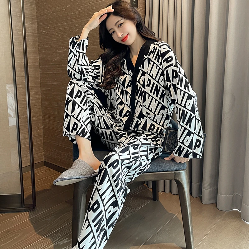 CAIYIER 2022 Autumn Winter Pyjama Set Women Avocado Cute Print Casual Nightwear Long Sleeve Cardigan Sleepwear Feamle Outerwear