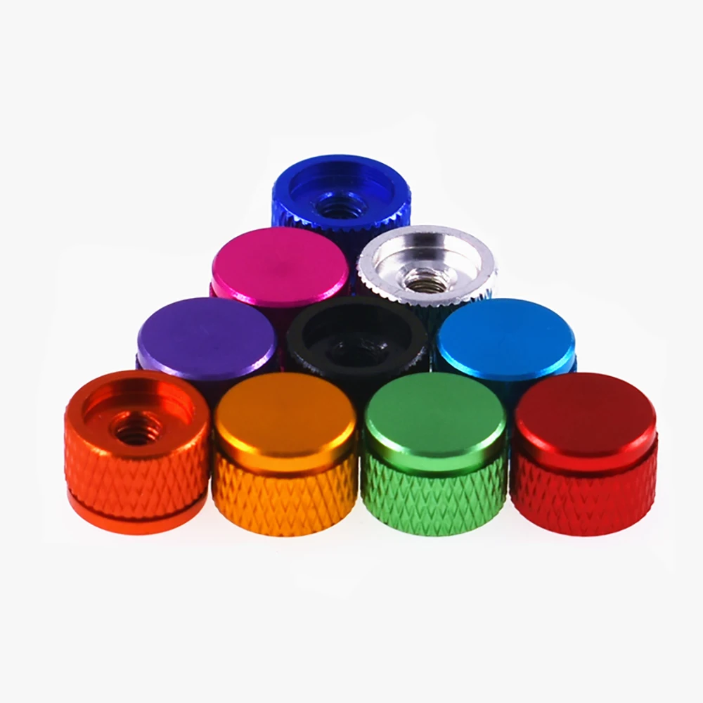

5pcs M3.5*0.6mm M4*0.7mm Multi-colour Blind Hole Thumb Nuts Aluminium Alloy Hand Tighten Round Knurled Nut
