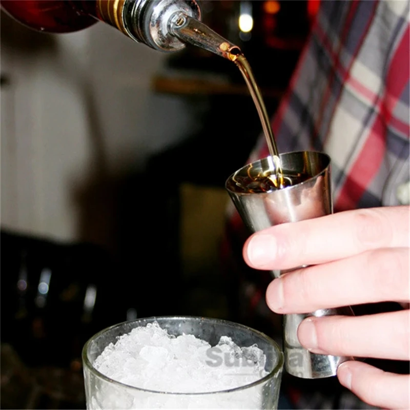 Фото Шейкер для коктейлей Mojito из нержавеющей стали, одинарный двойной выстрел, короткий напиток, ликер, джиггер, чашка Mesaures, набор для бармена, инструмент для бара №4
