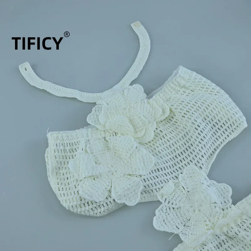 Новый вязаный полый висячий воротник с цветочным принтом пляжный женский