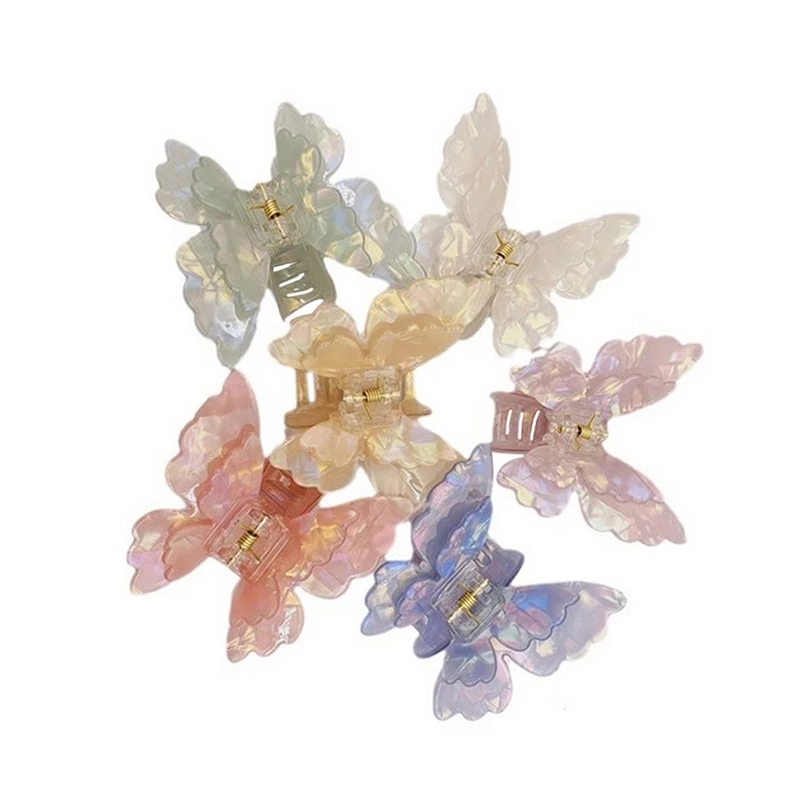 Заколка для волос в виде бабочки женская зажим из ацетата форме краба милая