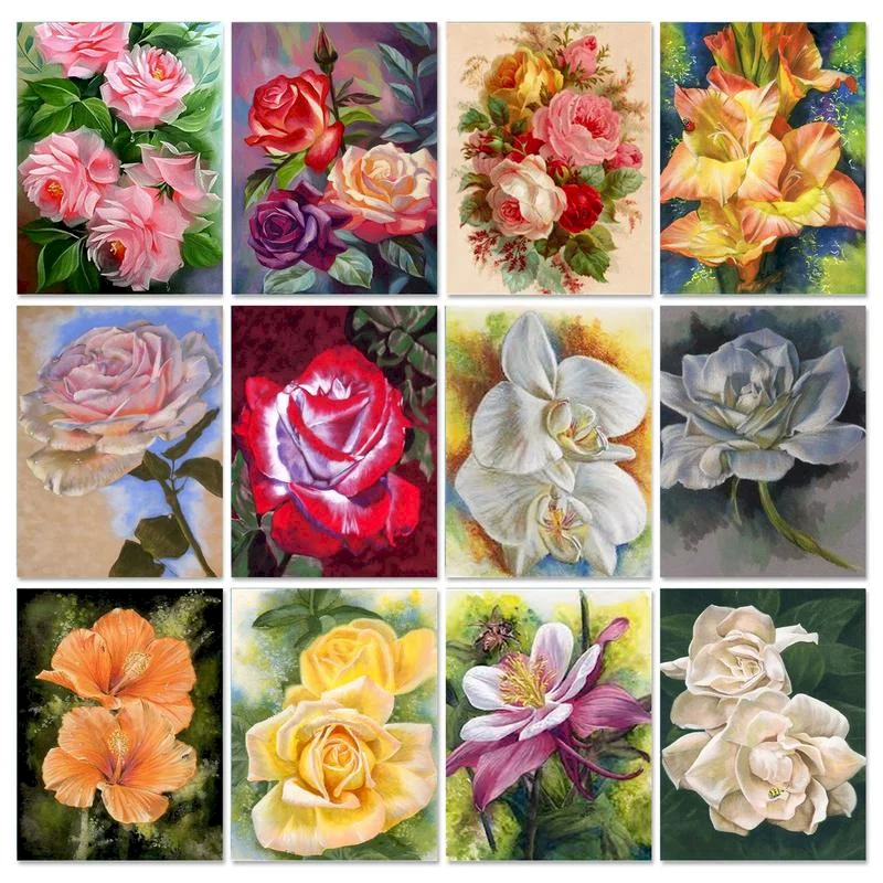

GATYZTORY Frame DIY Painting By Numbers Flower Acrylic Paint By Number For Home Decor Handpainted Calligraphy Painting