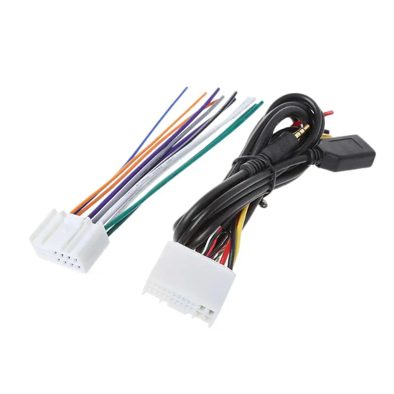 

1 Set Car Stereo Wiring Harness Adapter Kit With USB&AUX Plug Extension Wire