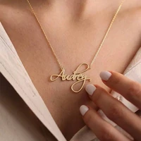 custom name necklace for women personalised cursive letter pendant stainless steel jewelry men chain choker collar personalizado
