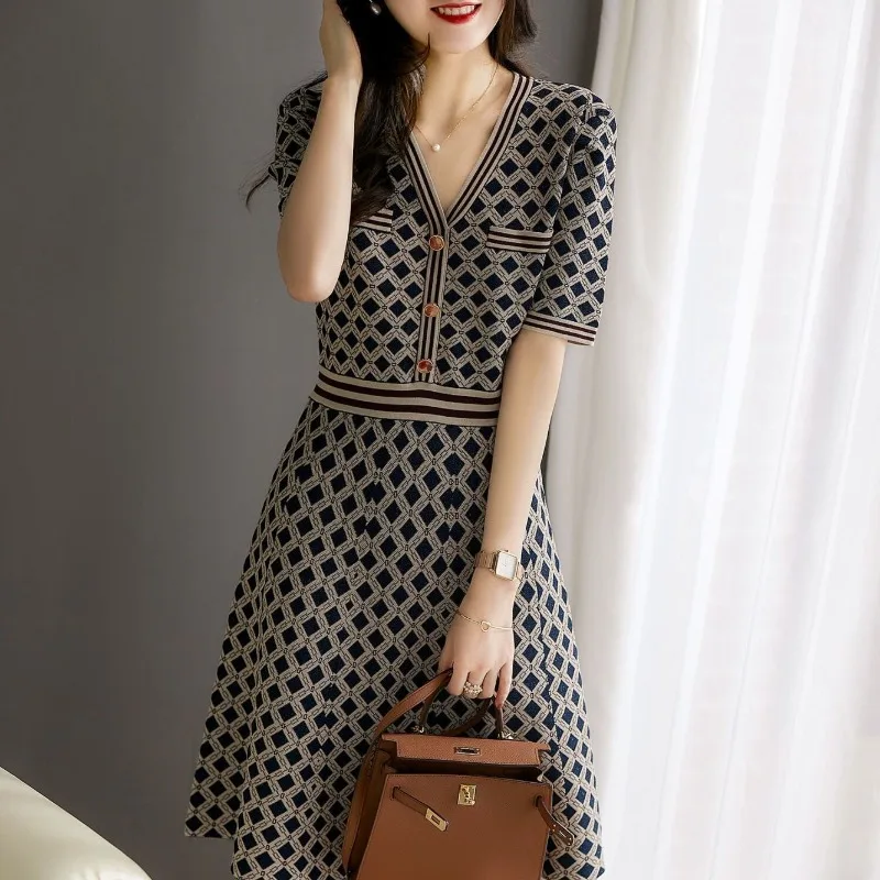 Женское вязаное крючком платье миди Y2k роскошные новые характеристики в