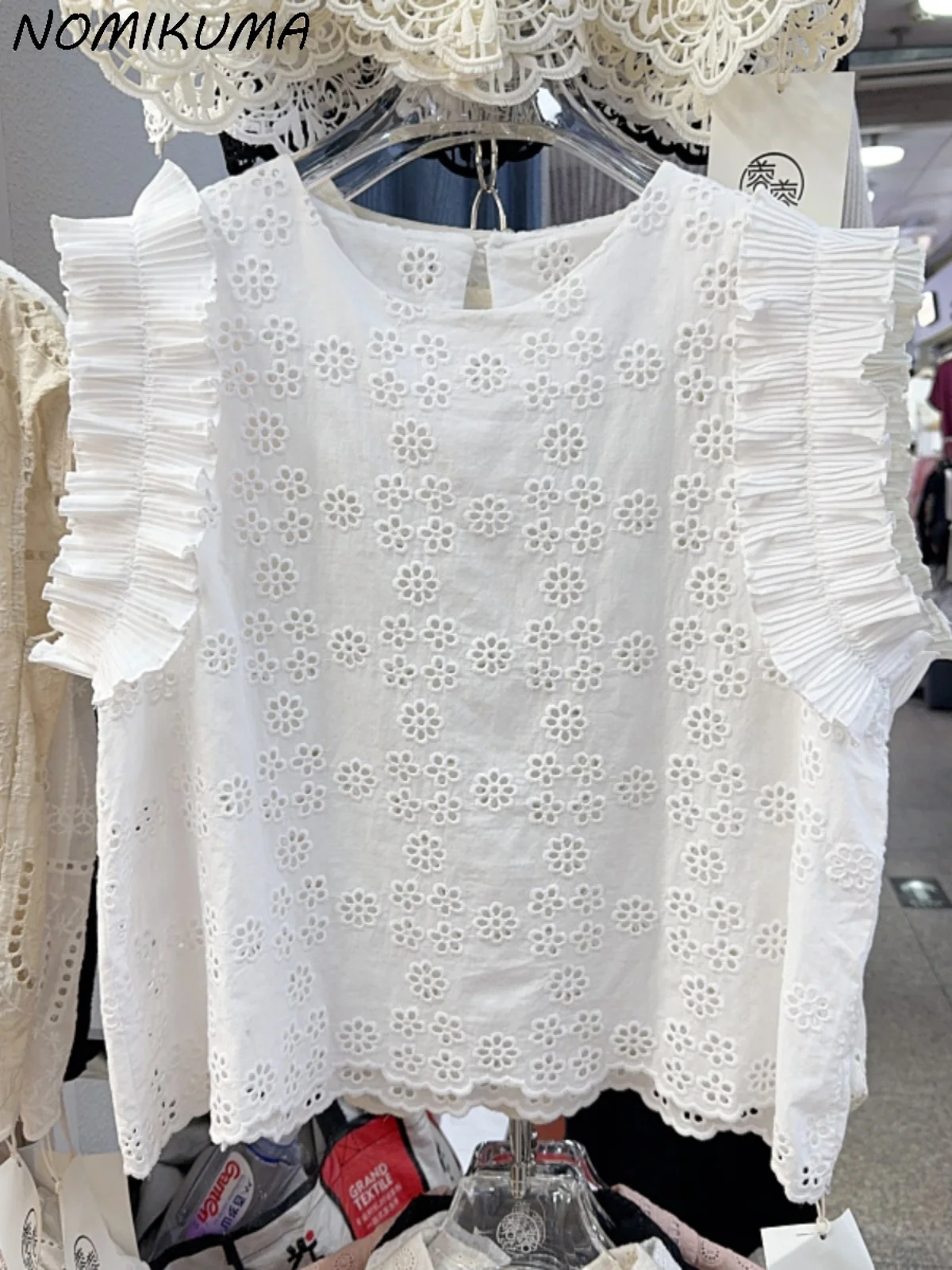 Nomikuma 2024 год Корейская Летняя женская новая милая Однотонная рубашка с круглым