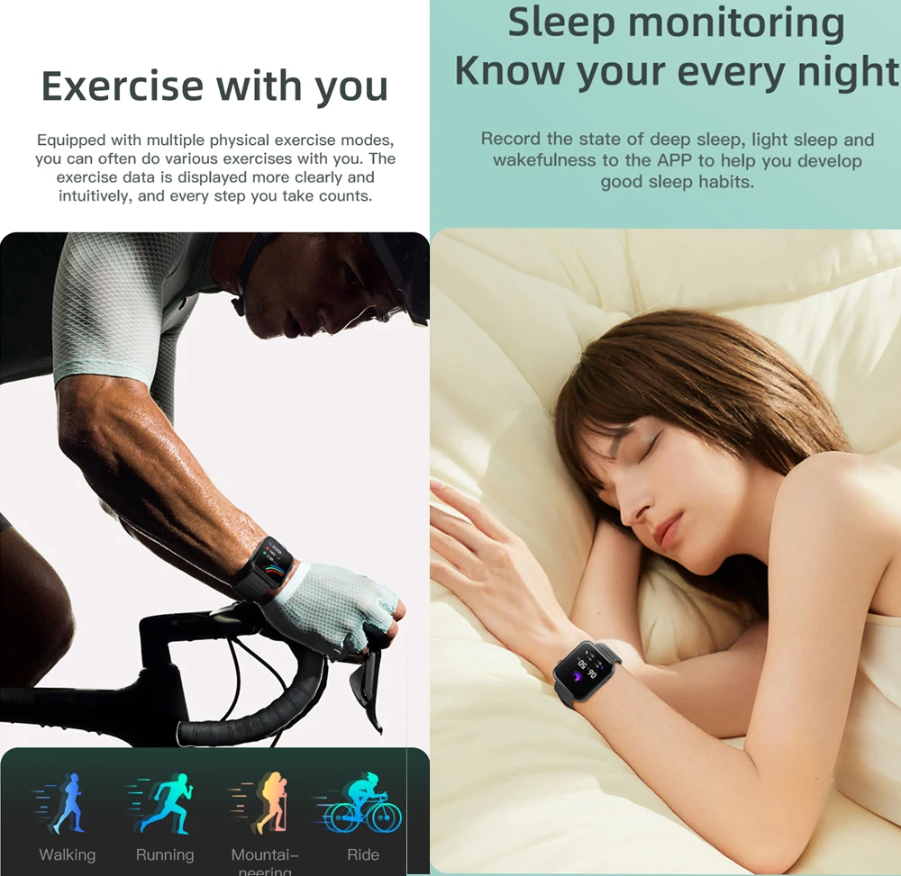 1 69hd large screen smart watch heart rate blood pressure blood oxygen led flashlight women smartwatch for xiaomi samsung phone free global shipping