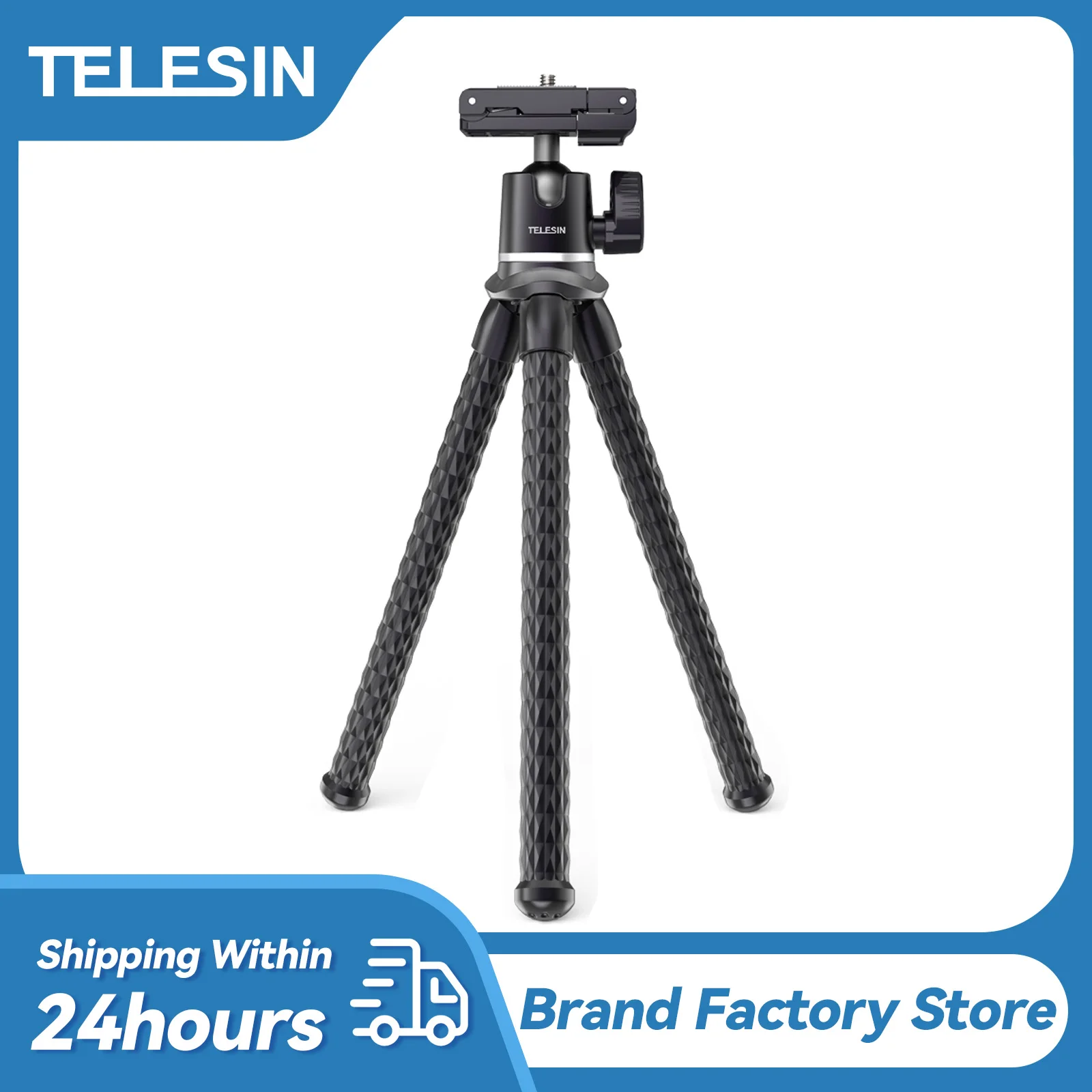 

TELESIN Octopus Flexible Tripod For Phone SLR DSLR Gopro Camera Tripod Extend 1/4'' Screw With Ballhead ColdShoe Phone Clip