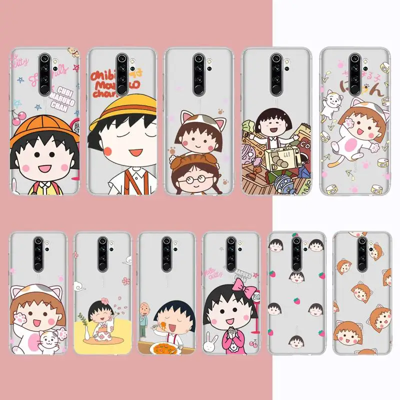 

C-Chibi M-Marukos Cartoon Chan Phone Case For Samsung S 20 21 22 23 for Redmi Note7 8 9 10 for Huawei P20 30 40 Clear Case