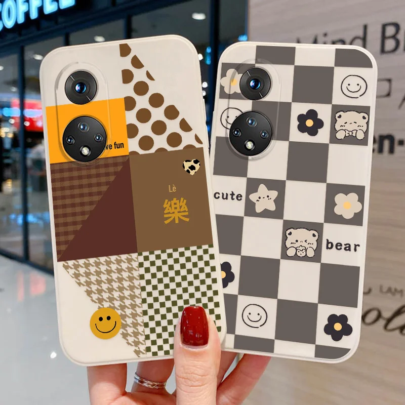 

Cute Bear Case For Huawei P30 Lite Case P40 Lite P50 Pro Soft Painted Lens Protection Funda Honor 50 20 9X 8A Nova 5T Back Cover