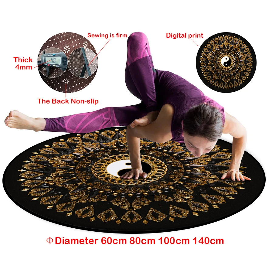 

Yoga Mat Round Edges Large 140CM Chakra Meditation Rug Non-slip Fitness Tasteless Pilates Gym Exercise Pad Sports Carpet Tai Chi